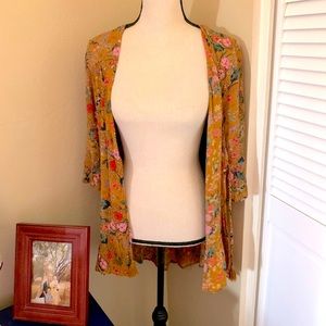 Floral Mustard 70s Kimono M